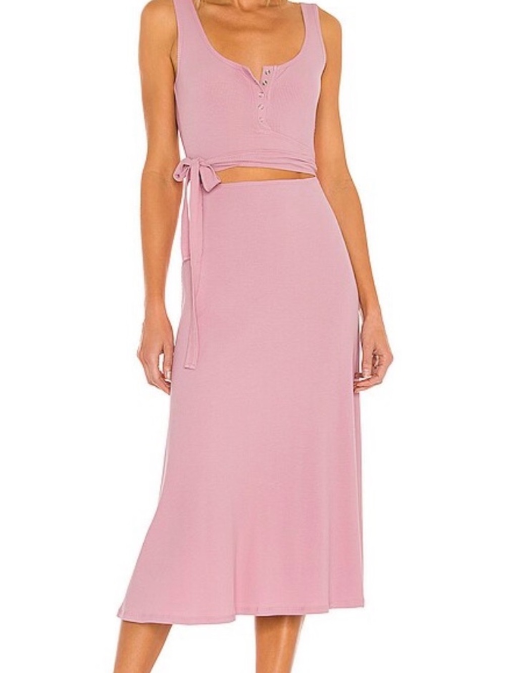 Lovers + Friends Dusty Rose Ribbed Sleeveless Dress